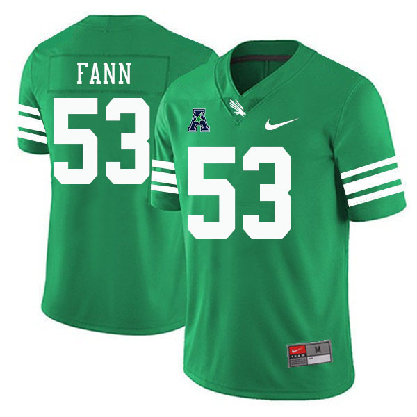 #53 Blake Fann North Texas Mean Green College Football Jerseys Stitched-Green